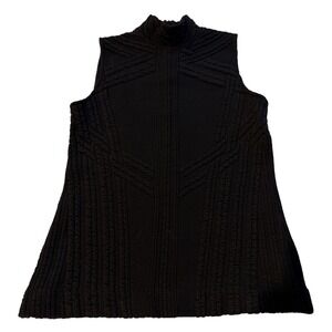 Title nine Size Small Tank Quilted Black Zipper Turtleneck Made In USA